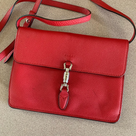 gucci red leather crossbody bag